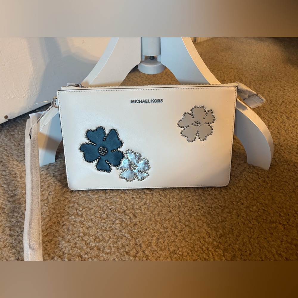 Michael Kors White and Black Floral Clutch